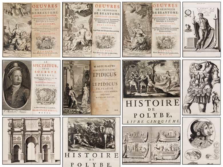Detailabbildung: † Eine große Bibliothek mit 1054 Büchern des 18. Jahrhunderts aus der Zeit von König Louis XIV, Louis XV und Louis XVI