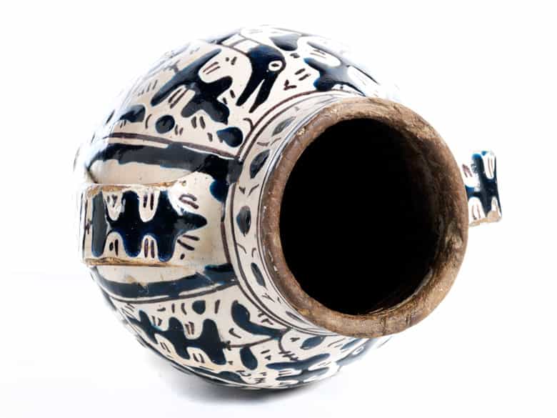 Detailabbildung: Majolika-Doppelhenkel-Vase aus der Werkstatt des Giunta di Tugio, Florenz, um 1480