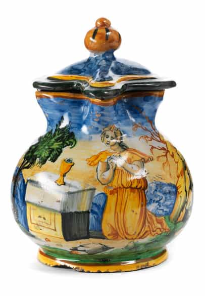 Detailabbildung: Majolika-Deckelkanne