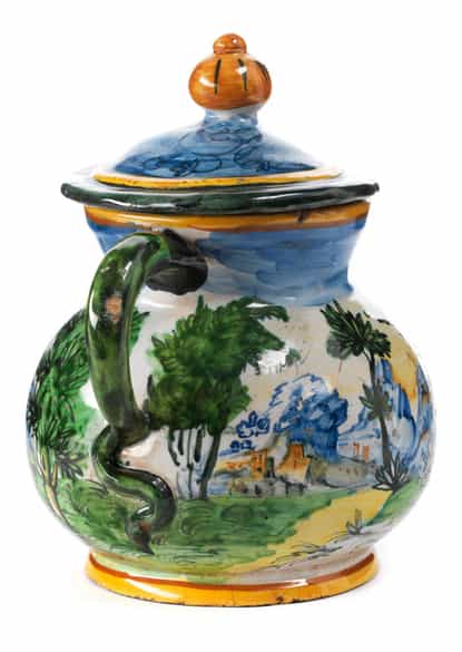 Detailabbildung: Majolika-Deckelkanne