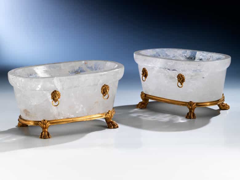 Detailabbildung: Paar Bergkristallschalen mit vergoldeten Montierungen