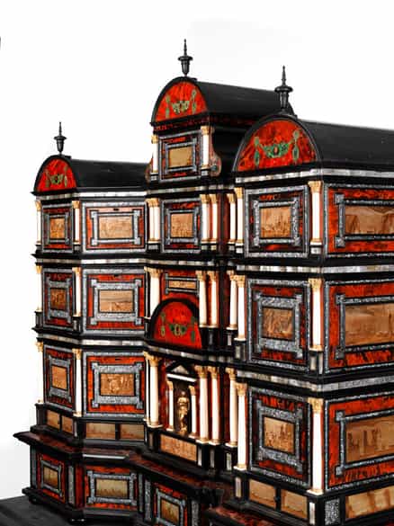 Detailabbildung:  Musealer und ebenso bedeutender flämischer Kabinettschrank, Leonard van der Vinne, zug.