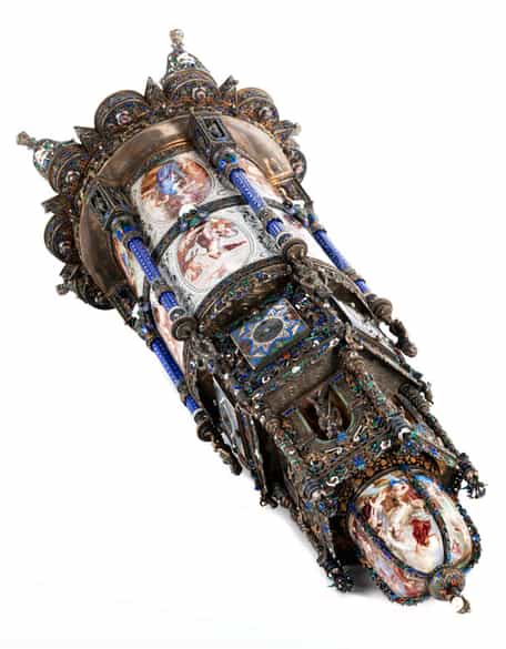 Detailabbildung: † Musealer, historischer Kunstkammer-Uhrenturm in Silber und Email