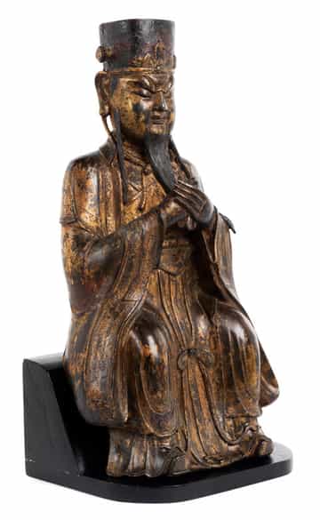 Detailabbildung:  Bronzefigur eines Tempelpriesters