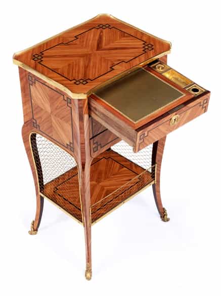 Detailabbildung: Elegantes Damensalon-Schreibkommödchen im Transitionsstil, L. Peridiez, zug. 