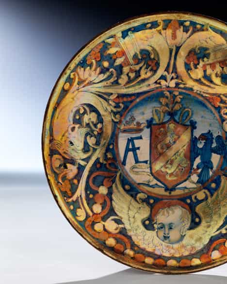 Detailabbildung: Majolika-Wappenteller aus Gubbio