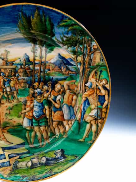 Detailabbildung: Große Istoriato-Platte des Zenobia-Malers