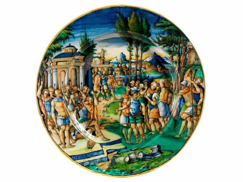 Detailabbildung: Große Istoriato-Platte des Zenobia-Malers
