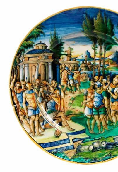 Detailabbildung: Große Istoriato-Platte des Zenobia-Malers