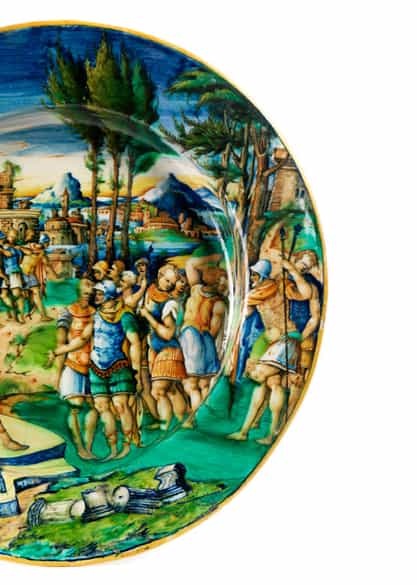 Detailabbildung: Große Istoriato-Platte des Zenobia-Malers