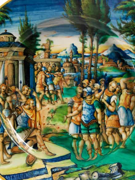 Detailabbildung: Große Istoriato-Platte des Zenobia-Malers