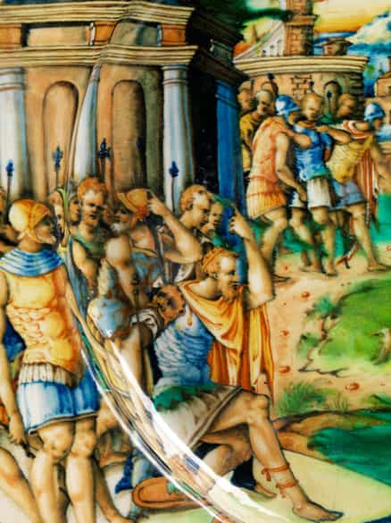 Detailabbildung: Große Istoriato-Platte des Zenobia-Malers