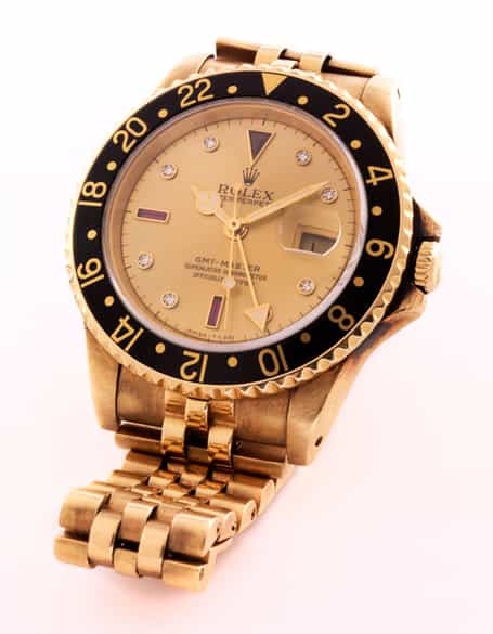 Detailabbildung:  Rolex Herrenarmbanduhr 18 kt Rotgold mit Rotgoldband