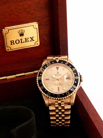 Detailabbildung:  Rolex Herrenarmbanduhr 18 kt Rotgold mit Rotgoldband