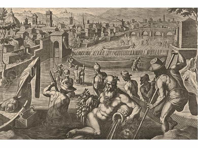 Detailabbildung: Paar große, seltene Majolika-Schalen, wohl aus der Werkstatt der Patanazzi