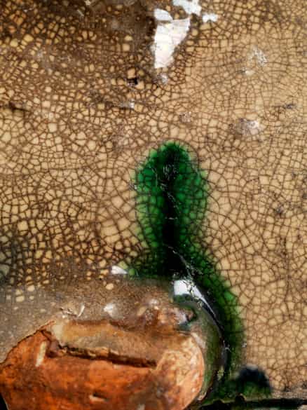 Detailabbildung:  Äußerst seltenes Majolika-Aquamanile in Gestalt eines Tieres