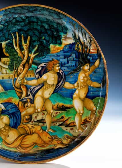 Detailabbildung: Majolika-Istoriato-Alzata aus der Werkstatt des Maestro Giorgio