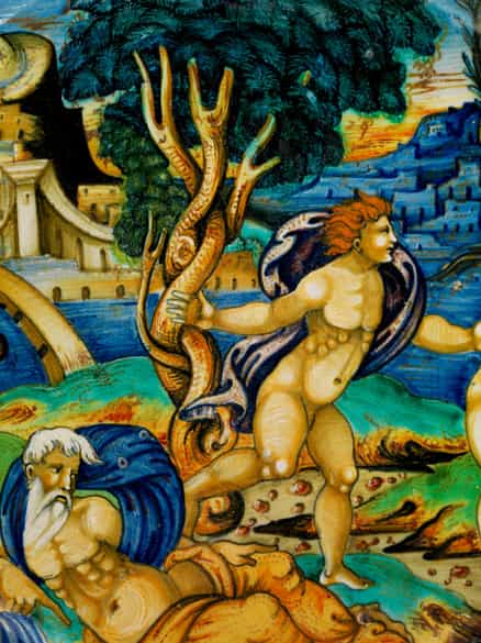 Detailabbildung: Majolika-Istoriato-Alzata aus der Werkstatt des Maestro Giorgio