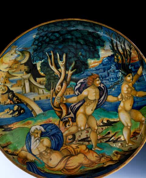 Detailabbildung: Majolika-Istoriato-Alzata aus der Werkstatt des Maestro Giorgio