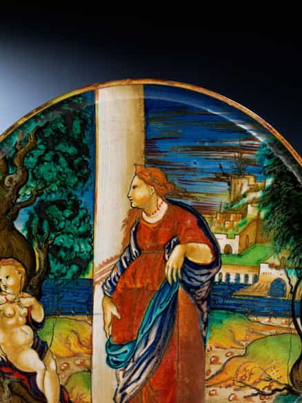 Detailabbildung:  Majolika-Istoriato-Alzata aus der Werkstatt des Maestro Giorgio