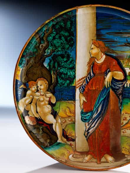 Detailabbildung:  Majolika-Istoriato-Alzata aus der Werkstatt des Maestro Giorgio