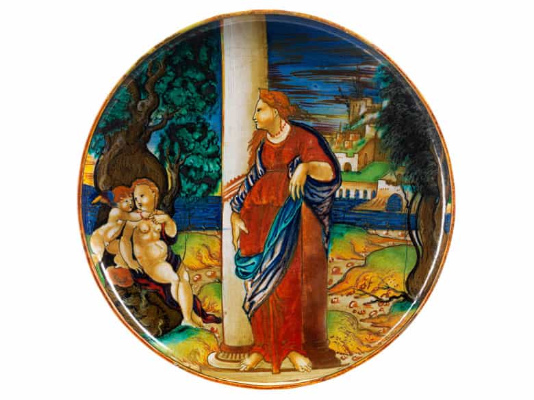 Detailabbildung:  Majolika-Istoriato-Alzata aus der Werkstatt des Maestro Giorgio