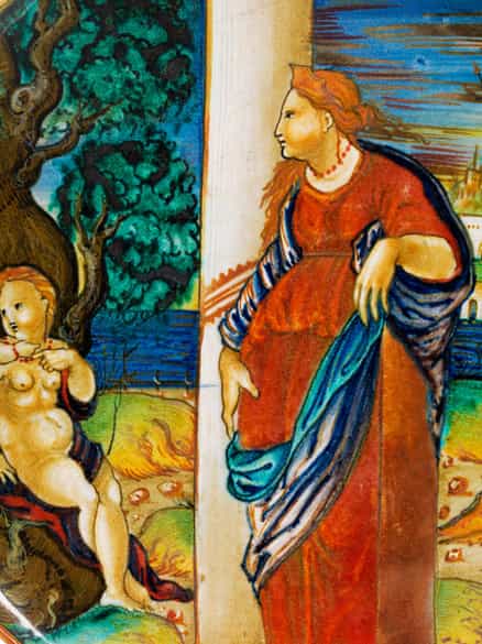 Detailabbildung:  Majolika-Istoriato-Alzata aus der Werkstatt des Maestro Giorgio