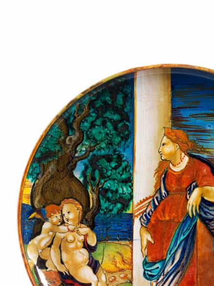 Detailabbildung:  Majolika-Istoriato-Alzata aus der Werkstatt des Maestro Giorgio