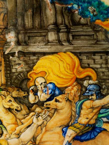 Detailabbildung: Große Majolika-Istoriato-Platteaus der Werkstatt der Fontana