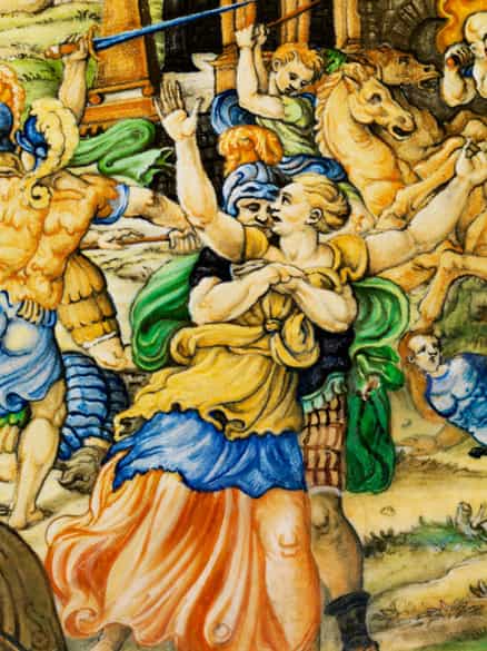Detailabbildung: Große Majolika-Istoriato-Platteaus der Werkstatt der Fontana