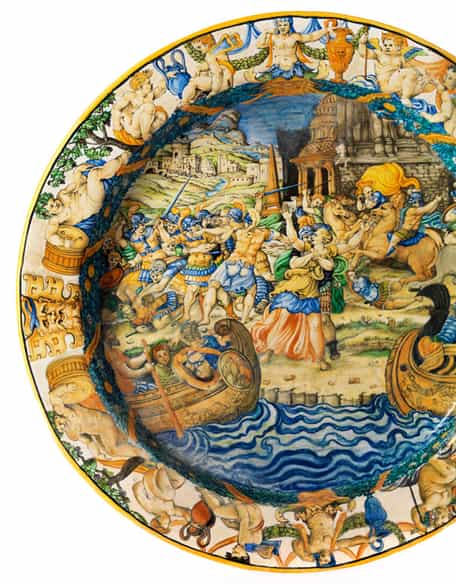 Detailabbildung: Große Majolika-Istoriato-Platteaus der Werkstatt der Fontana