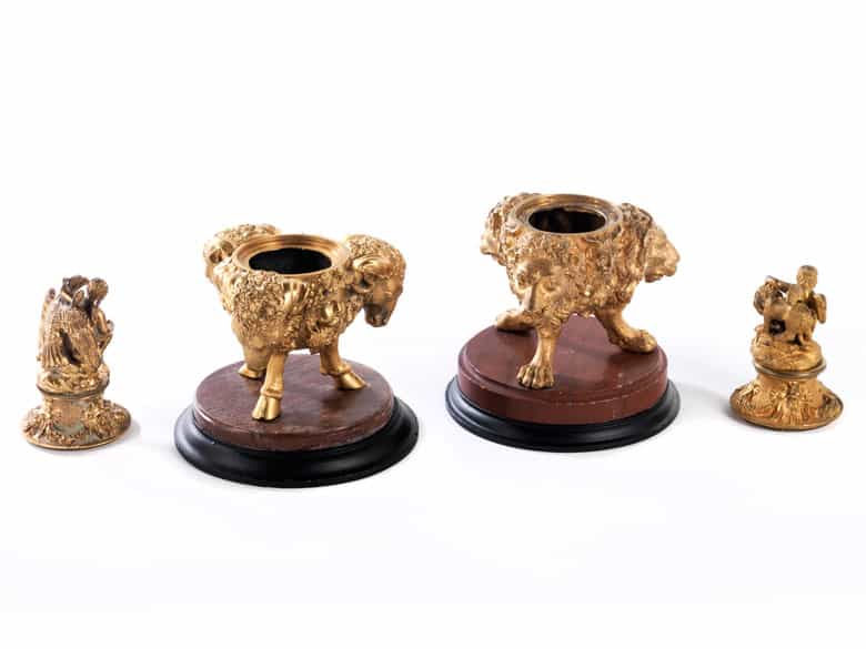 Detailabbildung: † Paar vergoldete Bronze-Deckelgefäße