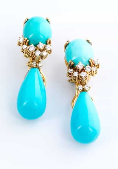 Detailabbildung:  Türkis-Brillantohrhänger