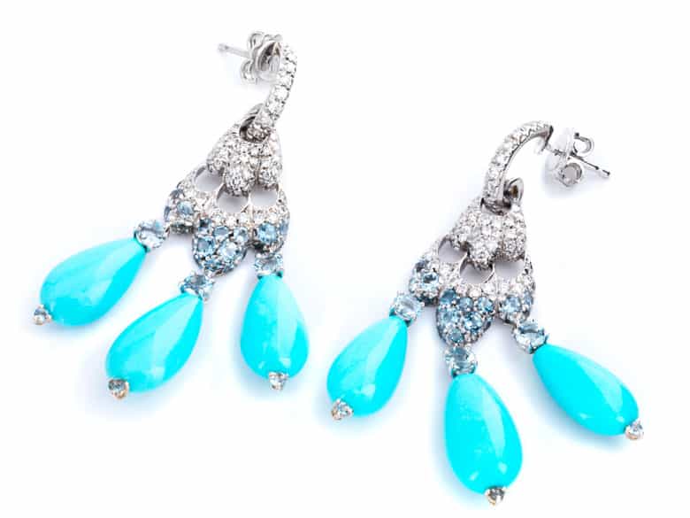 Detailabbildung:  Türkis-Brillantohrhänger