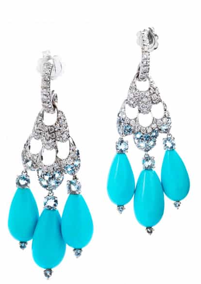 Detailabbildung:  Türkis-Brillantohrhänger