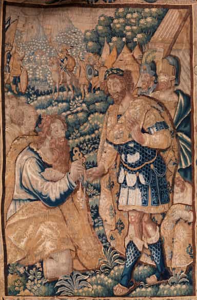 Detailabbildung:  Gobelin mit historischer Szenerie