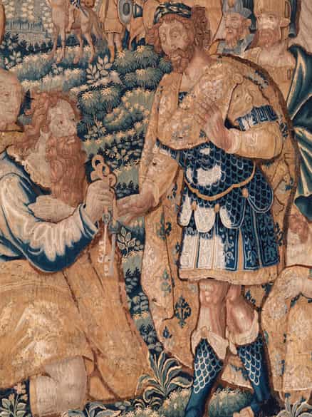 Detailabbildung:  Gobelin mit historischer Szenerie