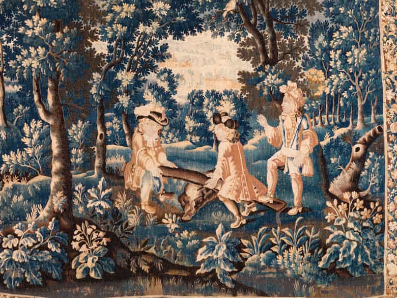 Detailabbildung:  Gobelin mit Figurenszenerie