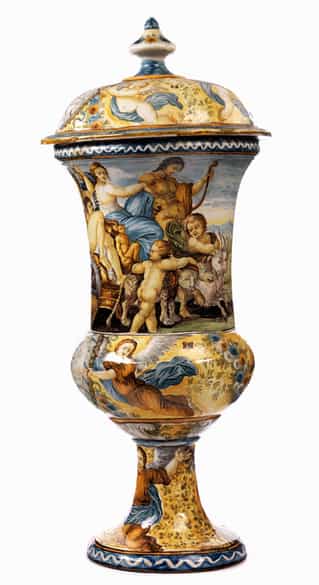 Detailabbildung: Große Majolika-Deckelvase, Francesco Antonio Saverio Grue, 1686 - 1746, zug.