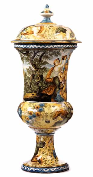 Detailabbildung: Große Majolika-Deckelvase, Francesco Antonio Saverio Grue, 1686 - 1746, zug.