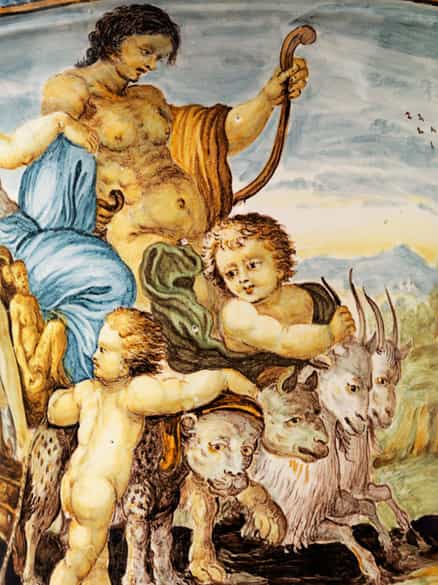 Detailabbildung: Große Majolika-Deckelvase, Francesco Antonio Saverio Grue, 1686 - 1746, zug.