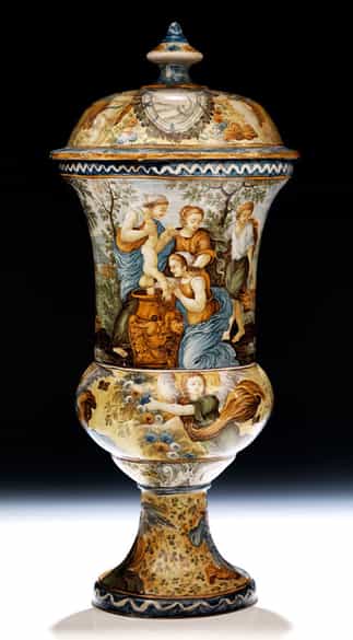 Detailabbildung: Große Majolika-Deckelvase, Francesco Antonio Saverio Grue, 1686 - 1746, zug.