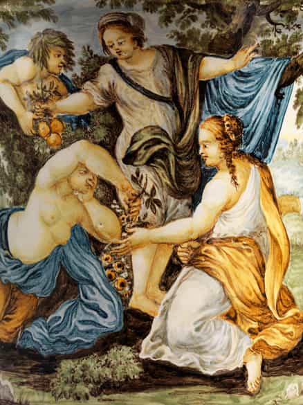 Detailabbildung: Große Majolika-Deckelvase, Francesco Antonio Saverio Grue, 1686 - 1746, zug.
