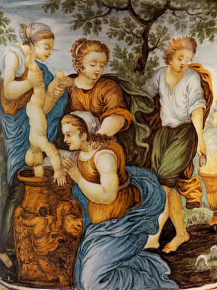 Detailabbildung: Große Majolika-Deckelvase, Francesco Antonio Saverio Grue, 1686 - 1746, zug.