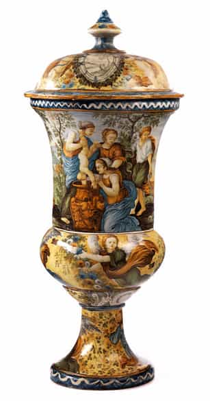 Detailabbildung: Große Majolika-Deckelvase, Francesco Antonio Saverio Grue, 1686 - 1746, zug.