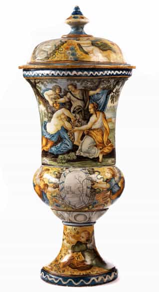 Große MajolikaDeckelvase, Francesco Antonio Saverio Grue, 1686 1746
