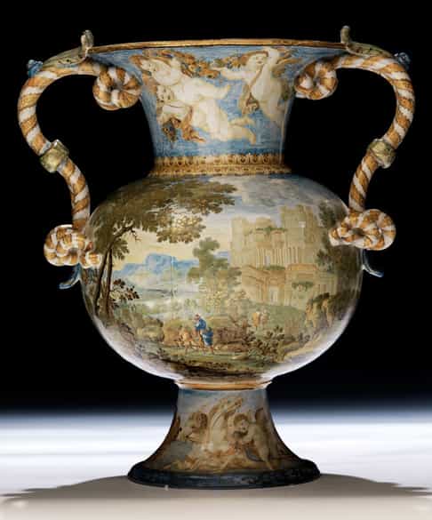 Detailabbildung: Majolika-Vase von Carlo Antonio Grue, 1655 - 1723