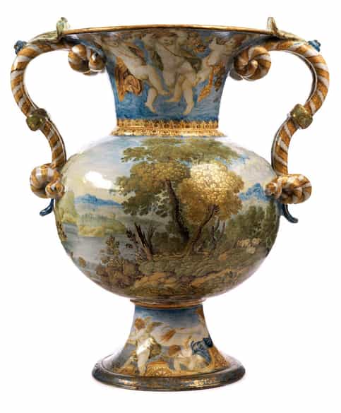 Detailabbildung: Majolika-Vase von Carlo Antonio Grue, 1655 - 1723