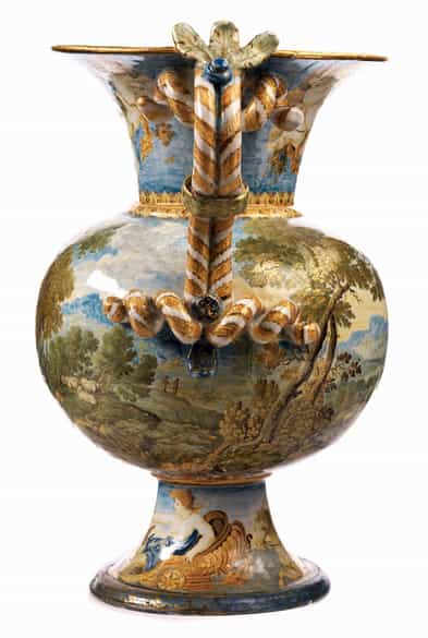 Detailabbildung: Majolika-Vase von Carlo Antonio Grue, 1655 - 1723