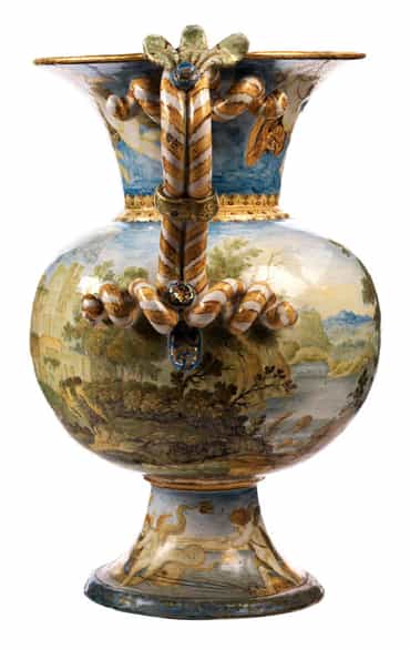 Detailabbildung: Majolika-Vase von Carlo Antonio Grue, 1655 - 1723